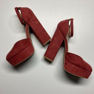 Wild Diva Mauve Pink Platform Block Heel size 8